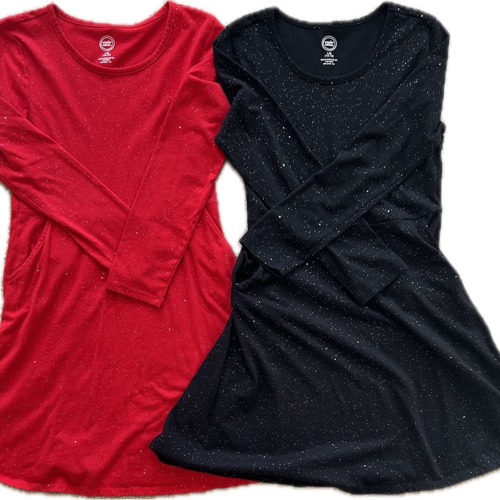 Wonder Nation Red and Black Sparkle Dresses
